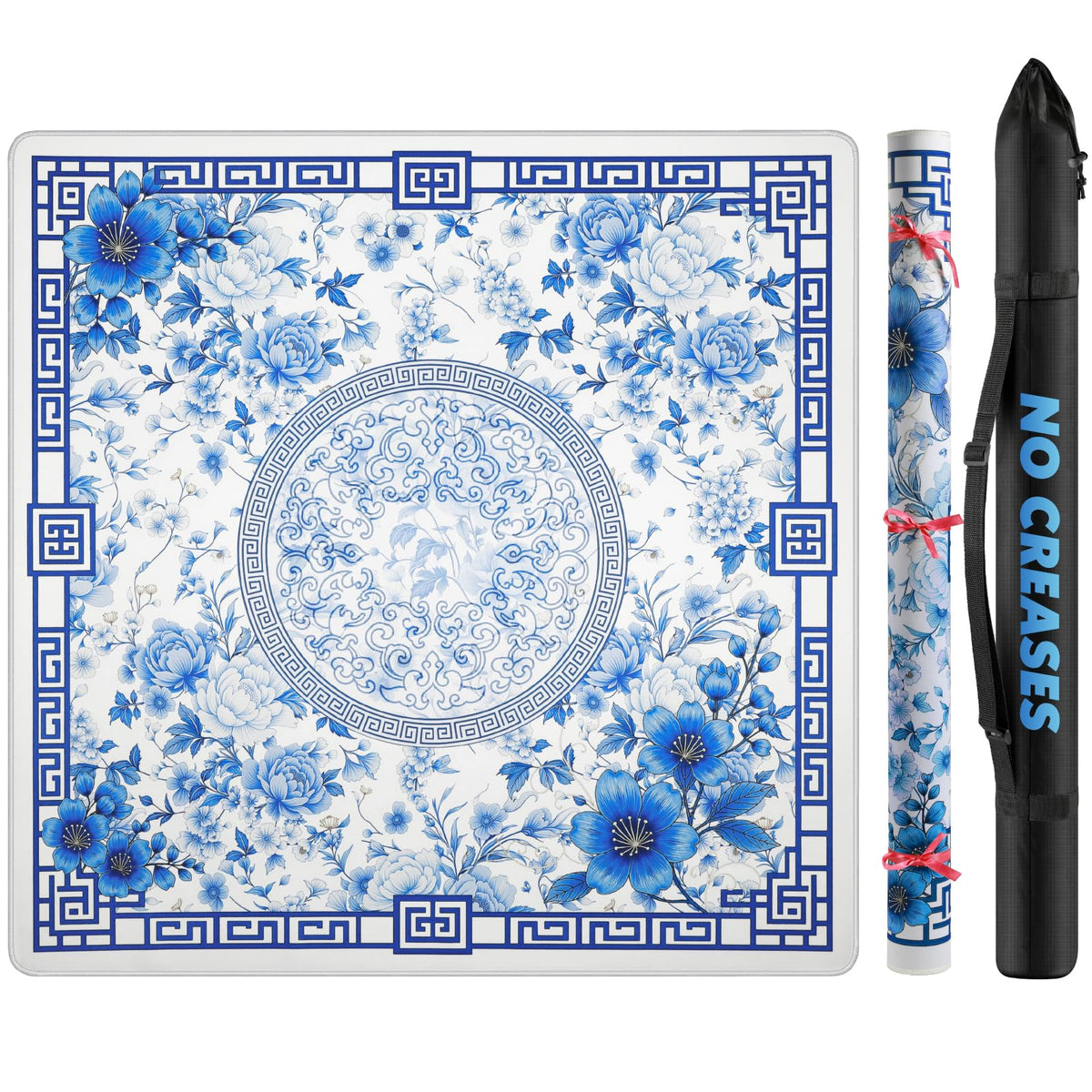 Xmoiqer Mahjong Mat 33x33 blue surface for smooth gameplay and travel-ready use