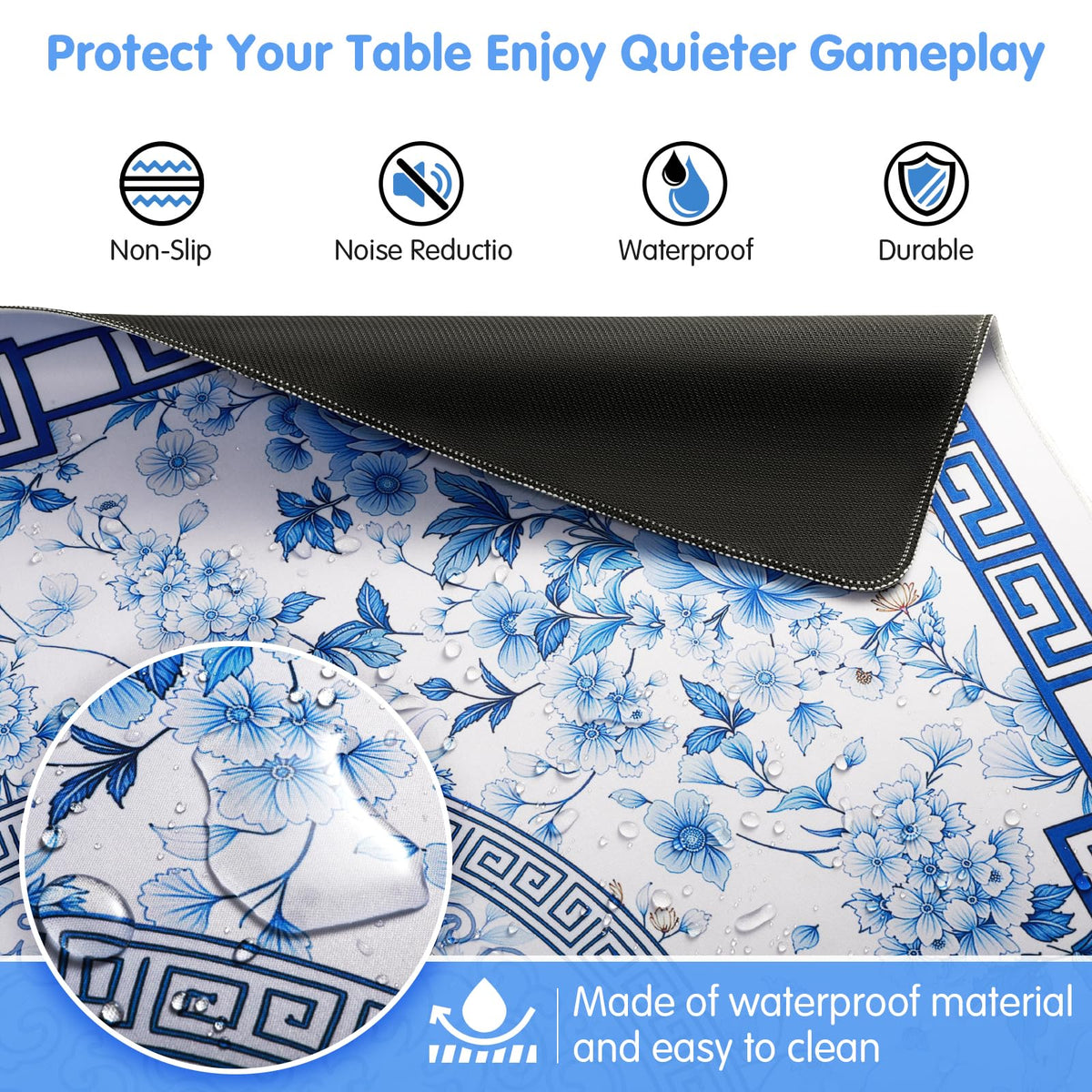 Xmoiqer Mahjong Mat waterproof surface cleans quickly after spills