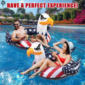 Xmoyaas American flag eagle float ideal for pool parties and lake days.