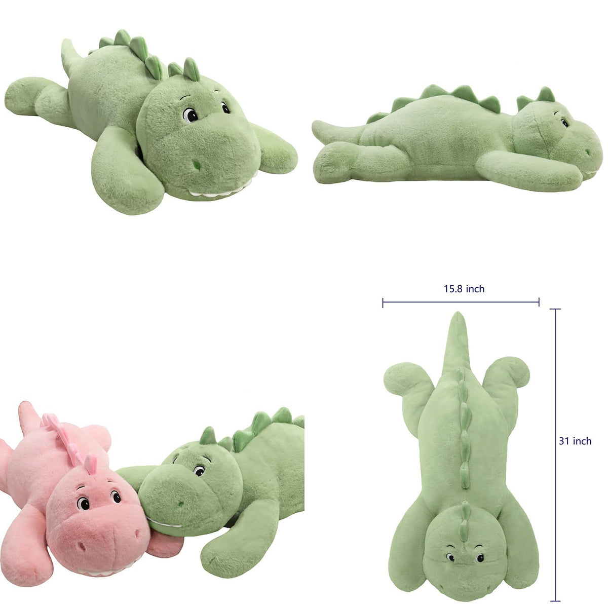 XMV dinosaur weighted plush soft body close-up shows plush texture and safe beads.