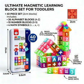 XNYV 40-piece magnetic blocks on a compact travel case for on-the-go play.