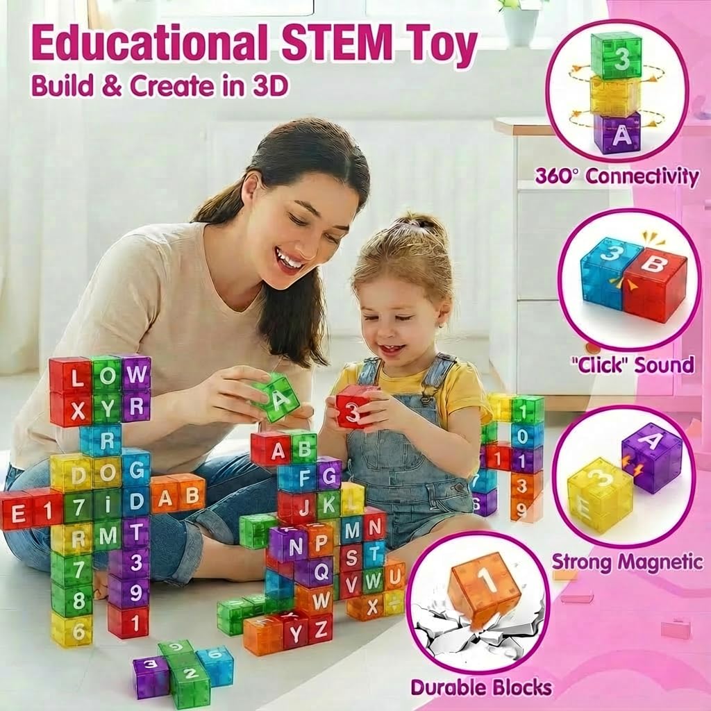 XNYV alphabet blocks forming words on a colorful surface for creative spelling.