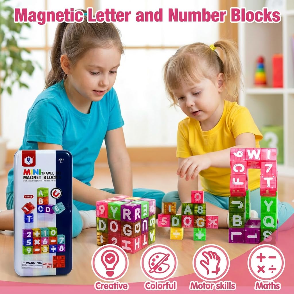 XNYV letters and numbers blocks arranged for early literacy and math practice.