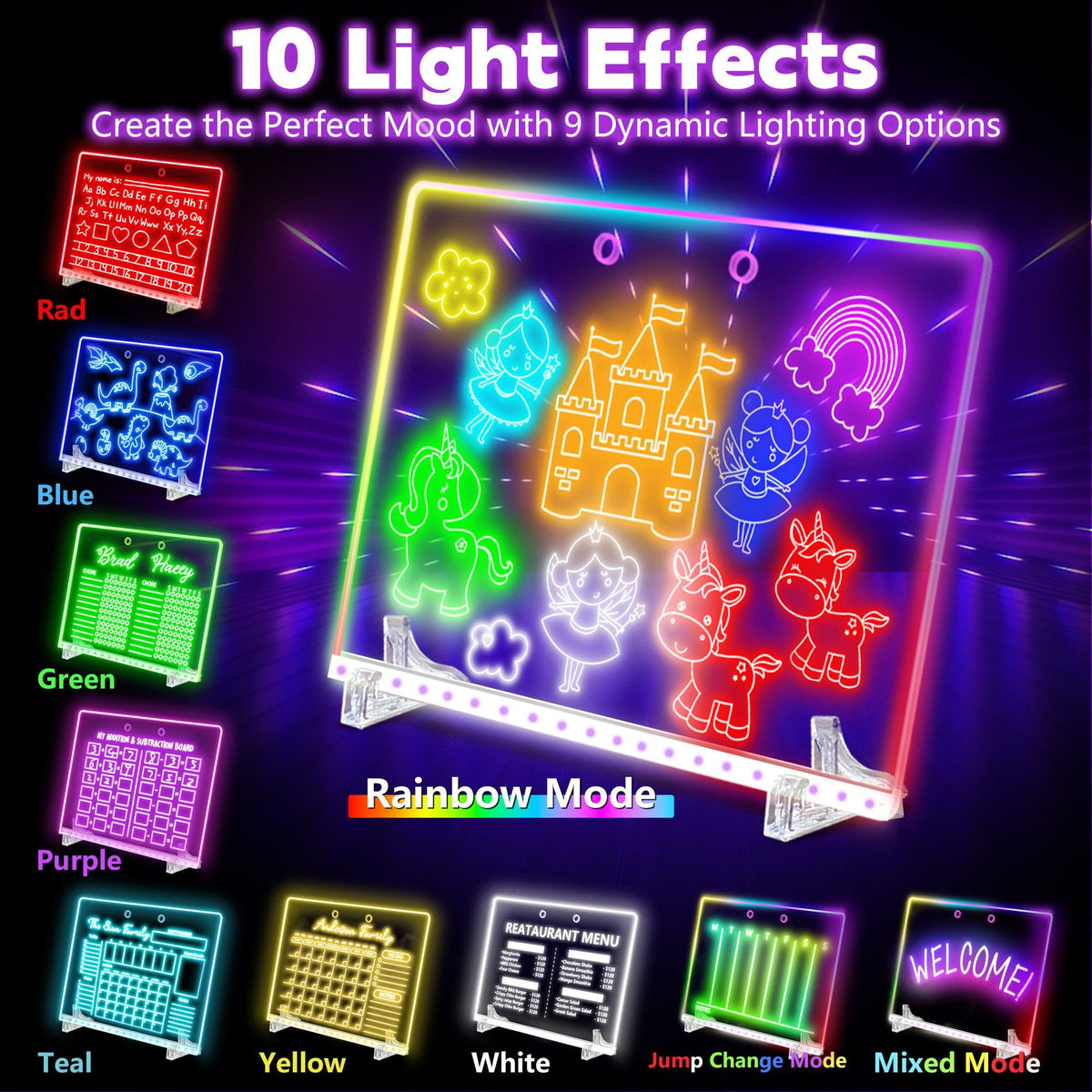 XoBathti LED drawing board glowing artwork for screen-free play