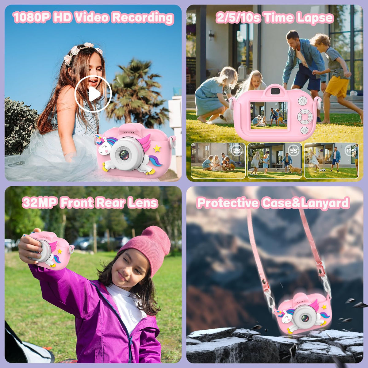 Xoieod Kids Camera 2-inch IPS screen for clear viewing