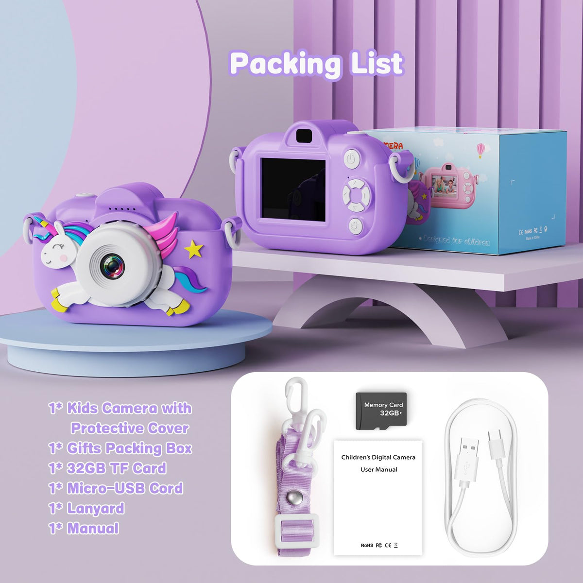 Xoieod Kids Camera shockproof cover and lanyard for outdoor safety