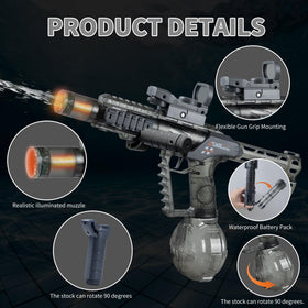 Xouyhzy Electric Water Gun transparent tank black invites easy refills and quick checks.