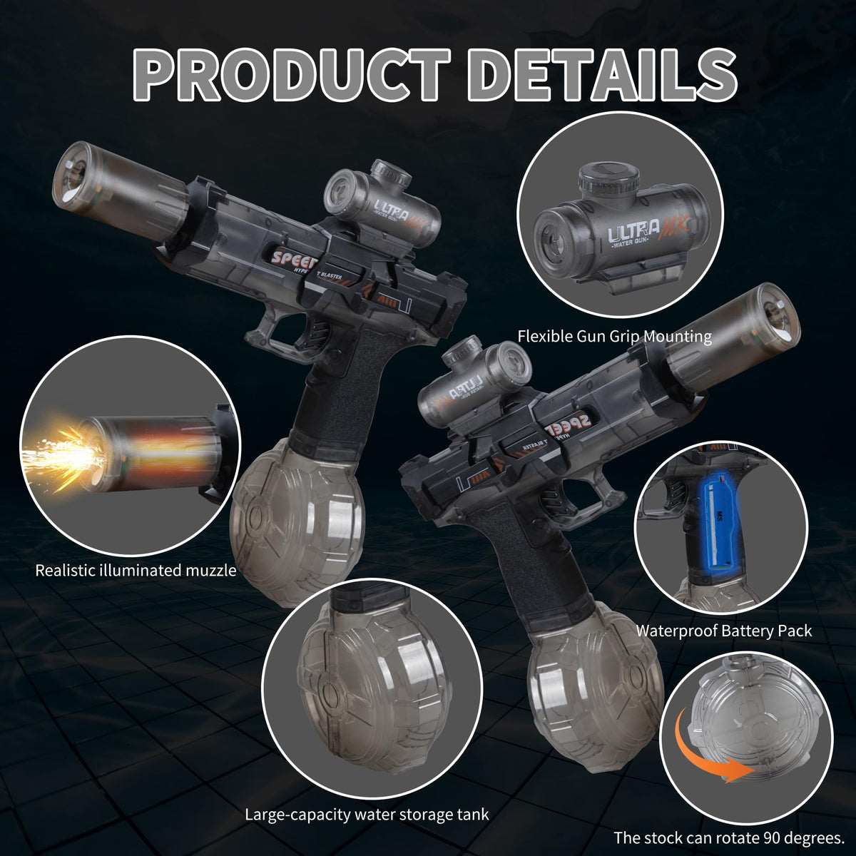 Xouyhzy water gun with large capacity tank for longer battles