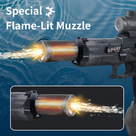 Xouyhzy water gun long-range shooting at 22–28 ft in backyard