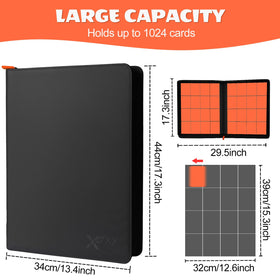 Inside pages show 16 double-sided pockets and space for up to 1,024 cards.