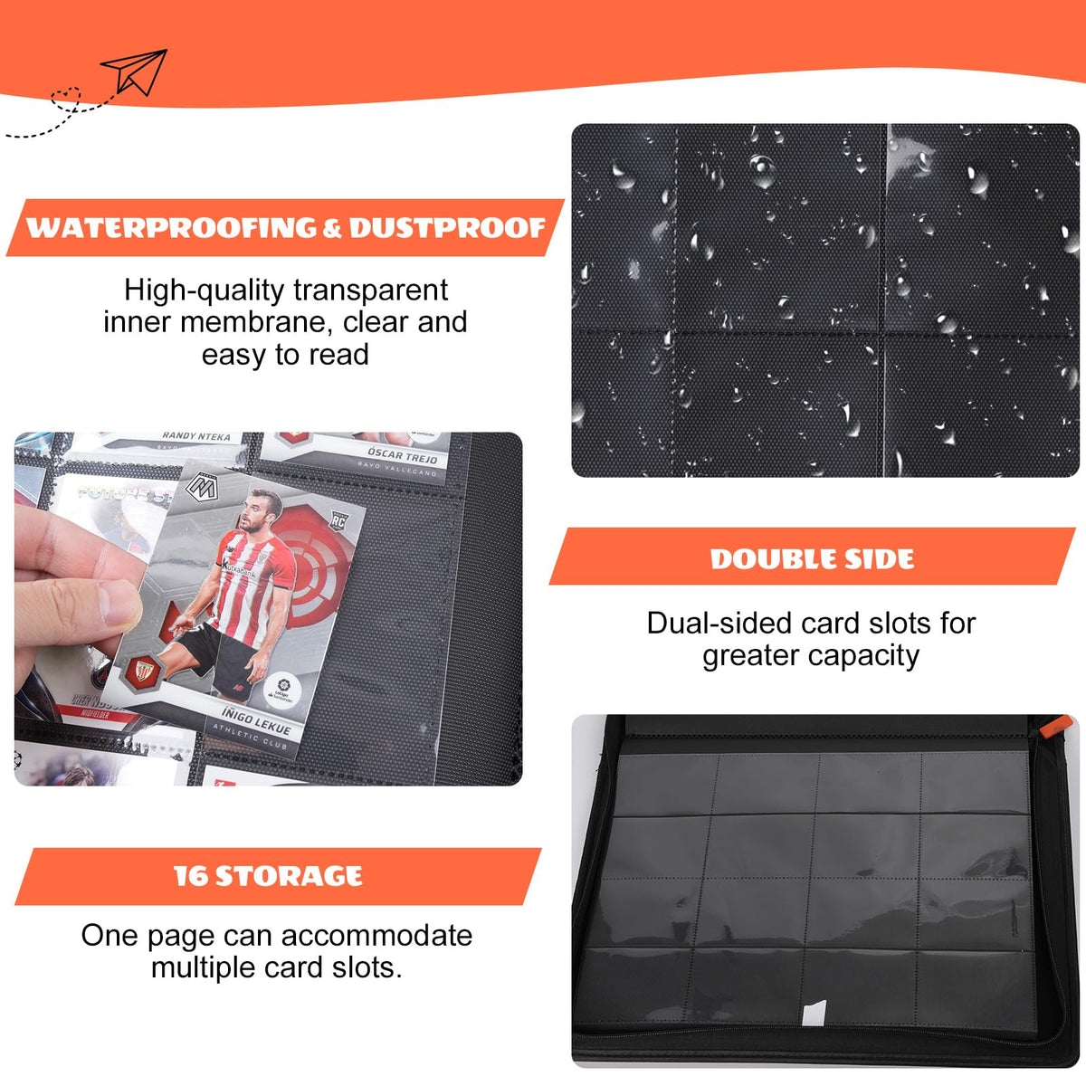 Low-friction backing helps prevent snagging when sliding cards.