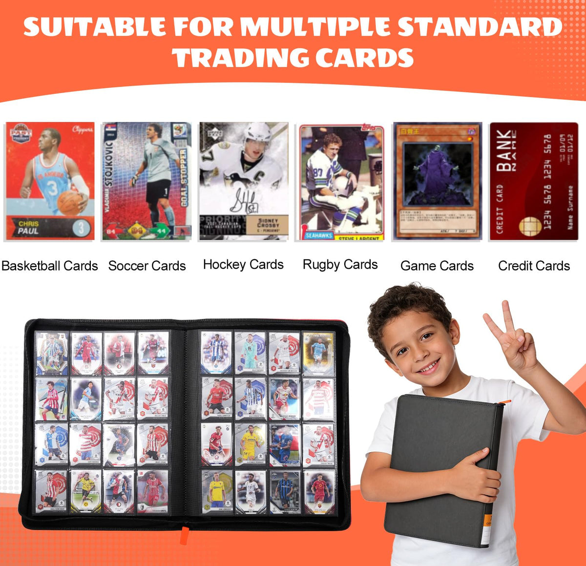 Side-loading pages reduce edge wear while enabling smooth card insertion and removal.