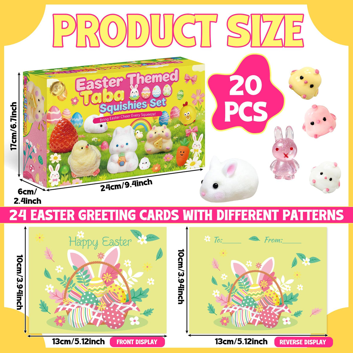 XPQKDC Easter greeting cards pack with cute squishies for classroom prizes.