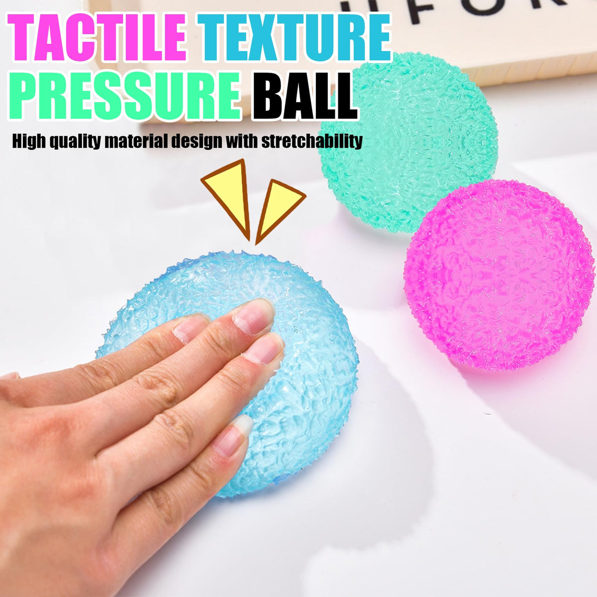 XPQKDC memory-gel fidget-ball closeup shows textured surface for tactile engagement.