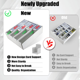 XRACV 4-row box open with cards shows dividers for effortless sorting.