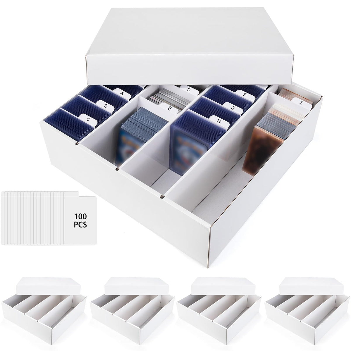 XRACV trading card storage box four-row assembly view, quick setup
