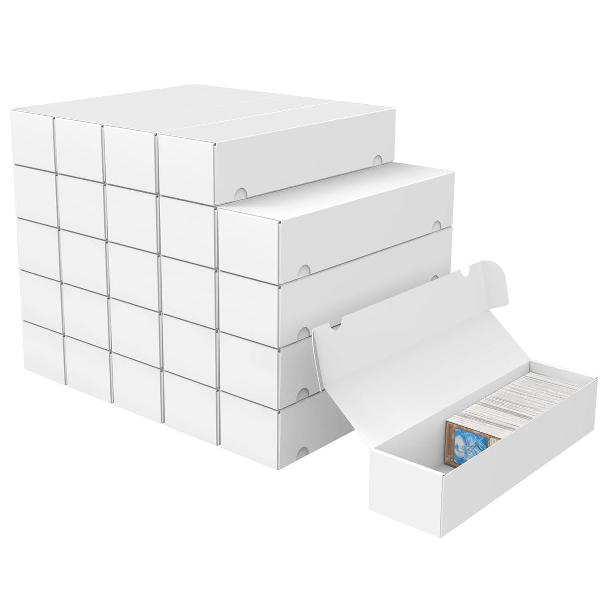 XRACV trading card storage box with reinforced edges for bulk card protection.