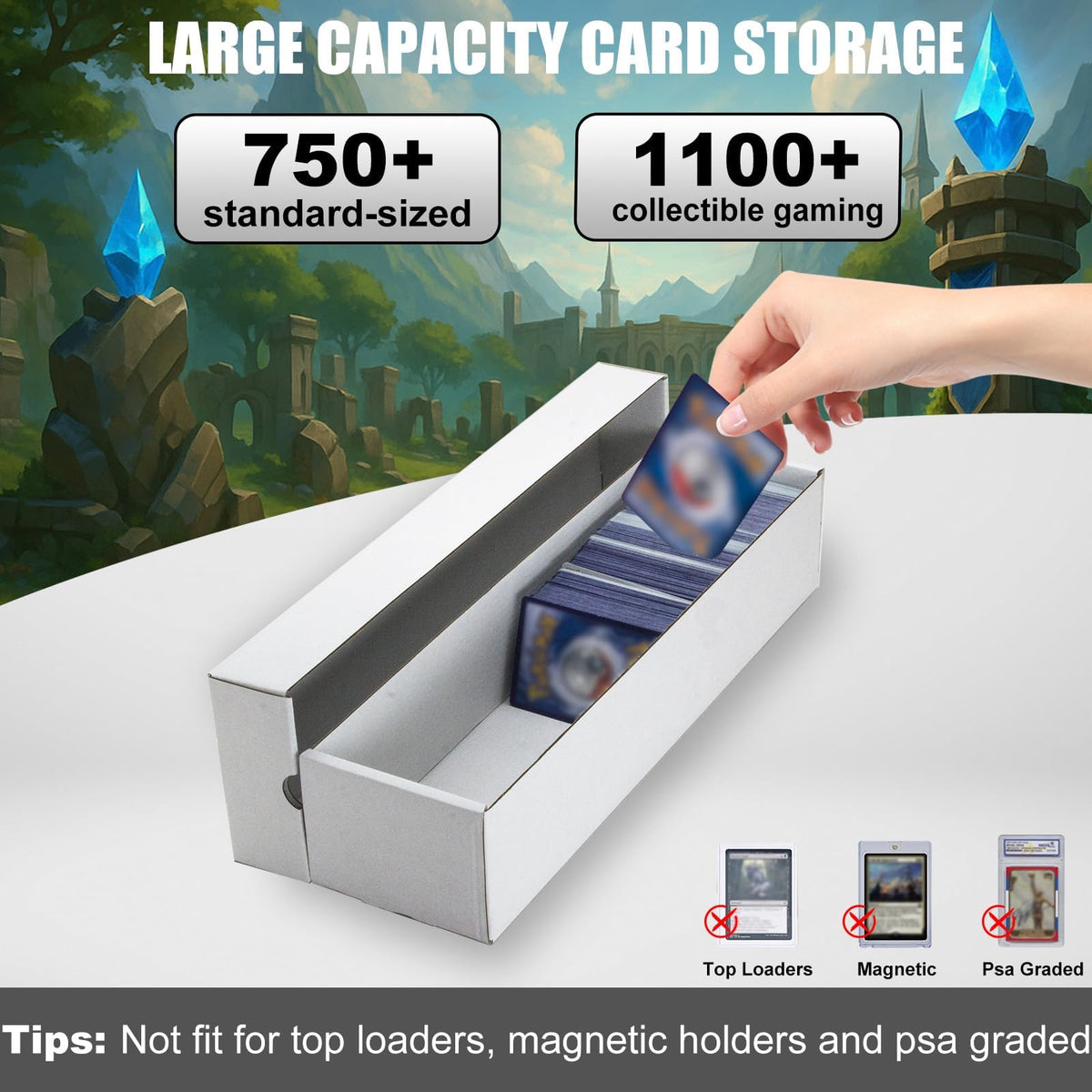 XRACV white corrugated storage box shields cards from dust during storage