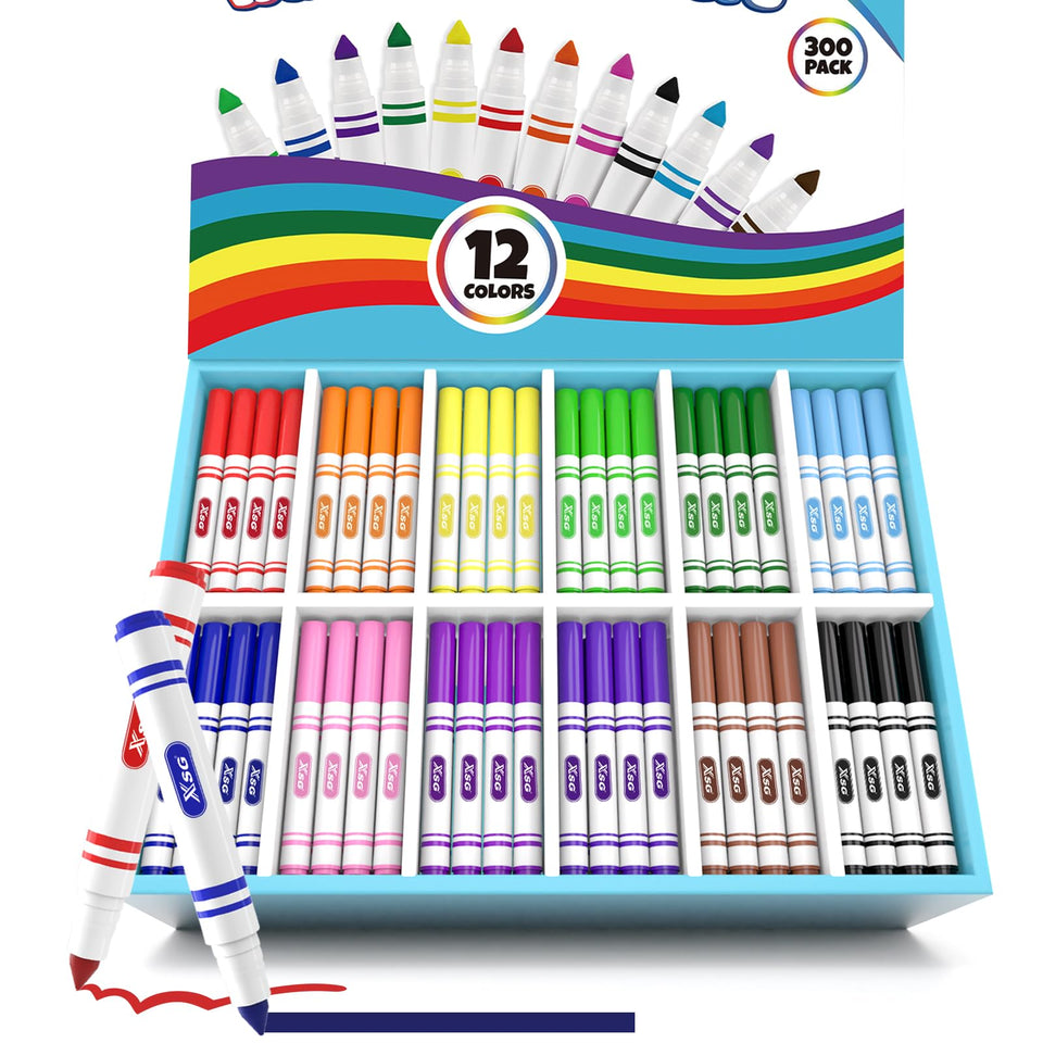XSG washable markers 300-count pack for classroom use with easy cleanup