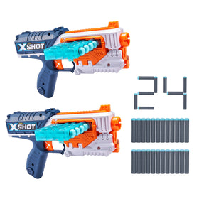 XSHOT Excel Quick Slide Blaster 2-Pack ready for rapid-fire foam battles.