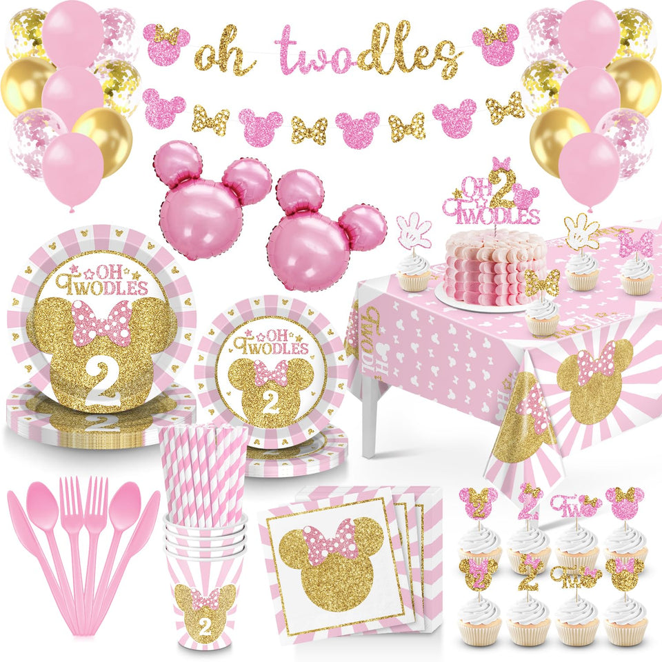 XSOOH Oh Twodles banner enhances festive pink-gold ambiance for photos