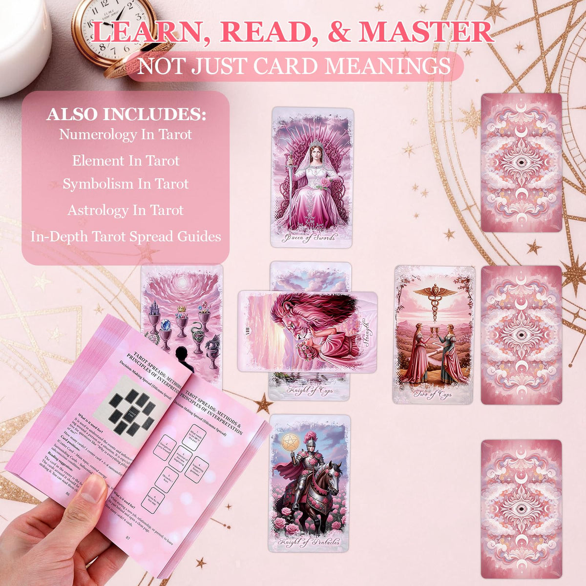 XSYLOHXL 78-card pink gilded deck blends classic and modern.