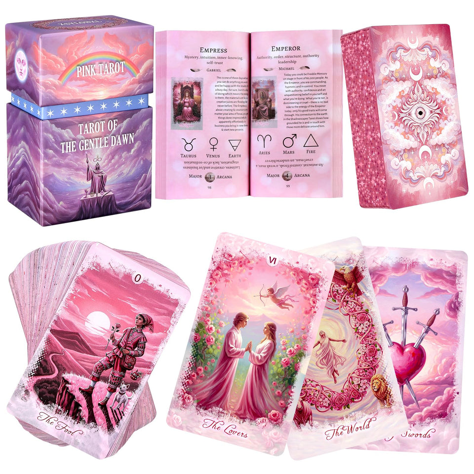 XSYLOHXL pink tarot deck foil-edge for smooth shuffles.