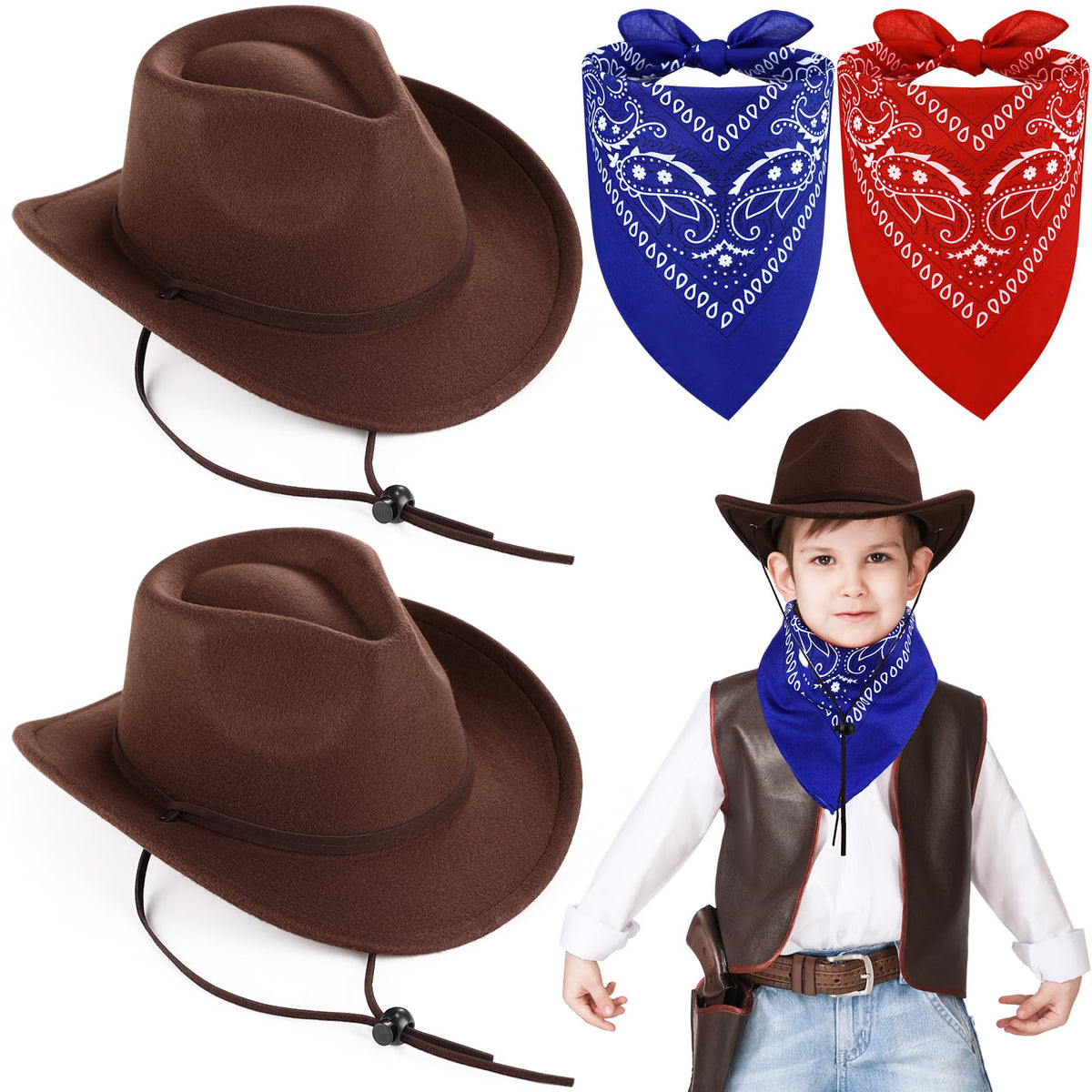 Xtinmee kid-sized brown cowboy hat for durable, comfortable dress-up.