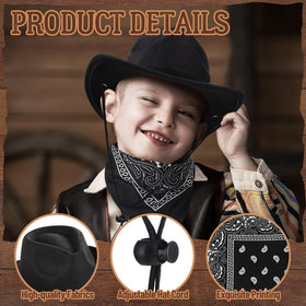 Xtinmee kids classic light brown cowboy hat with adjustable rope for secure wear.