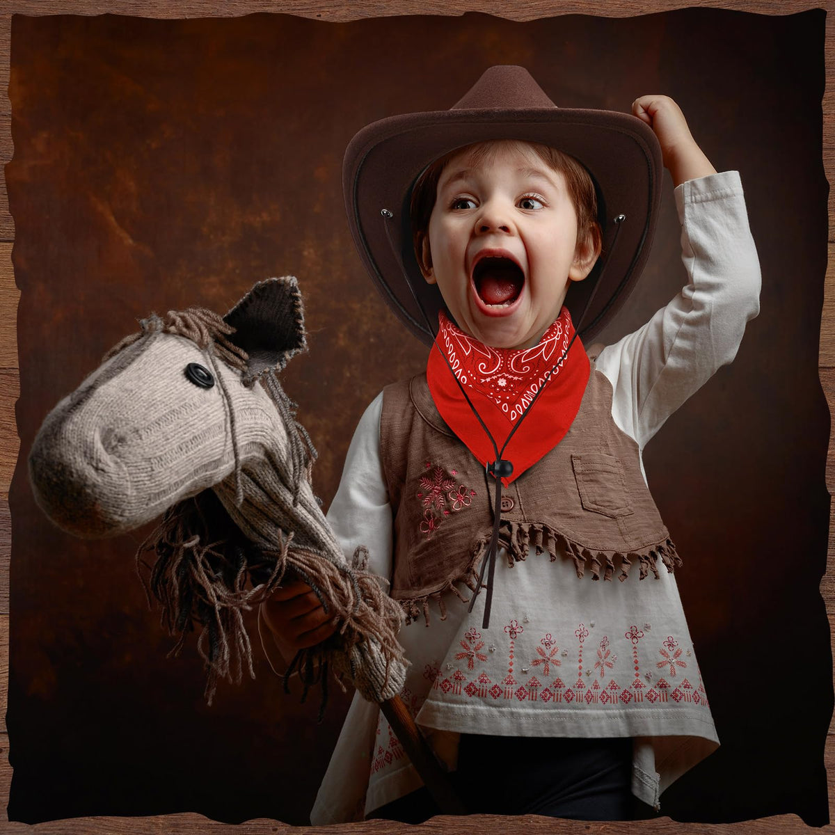 Xtinmee curled-brim hat adds timeless western style.