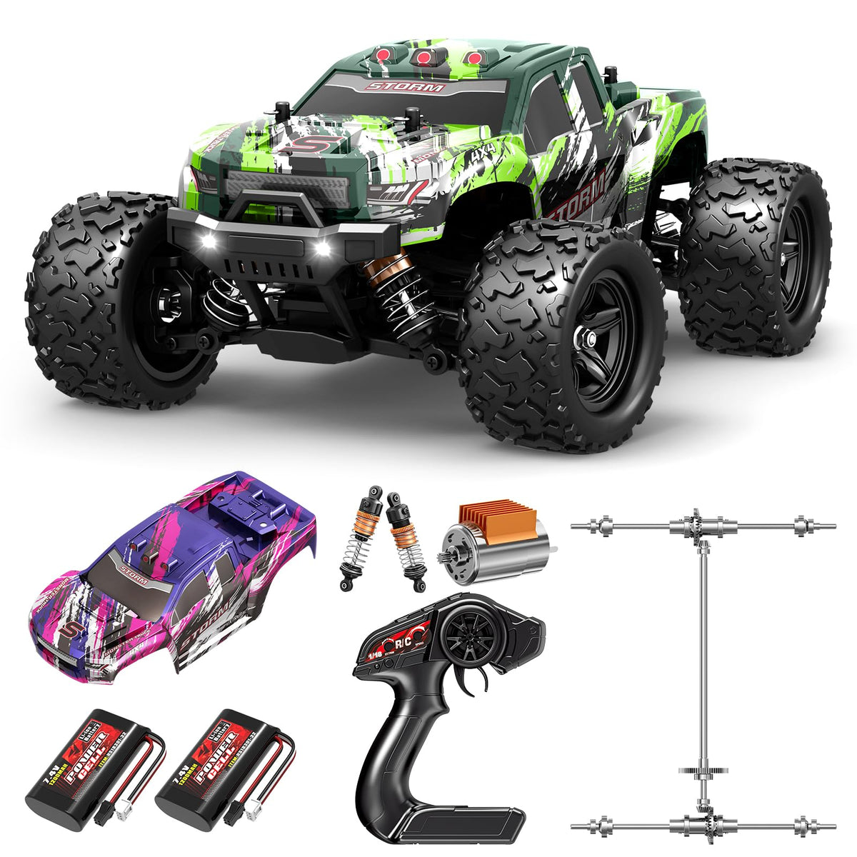 X-TMAGA HS18-05 front view, rugged all-terrain RC car ready for outdoor adventures.