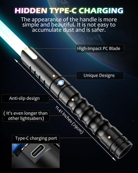 X-TREXSABER hidden Type-C charging keeps the handle clean