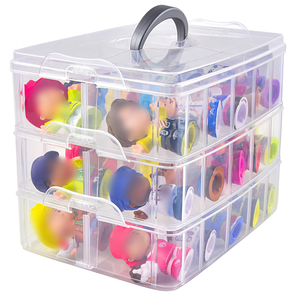 Xuerdon Case front view with Fisher-Price Little People box for quick visibility