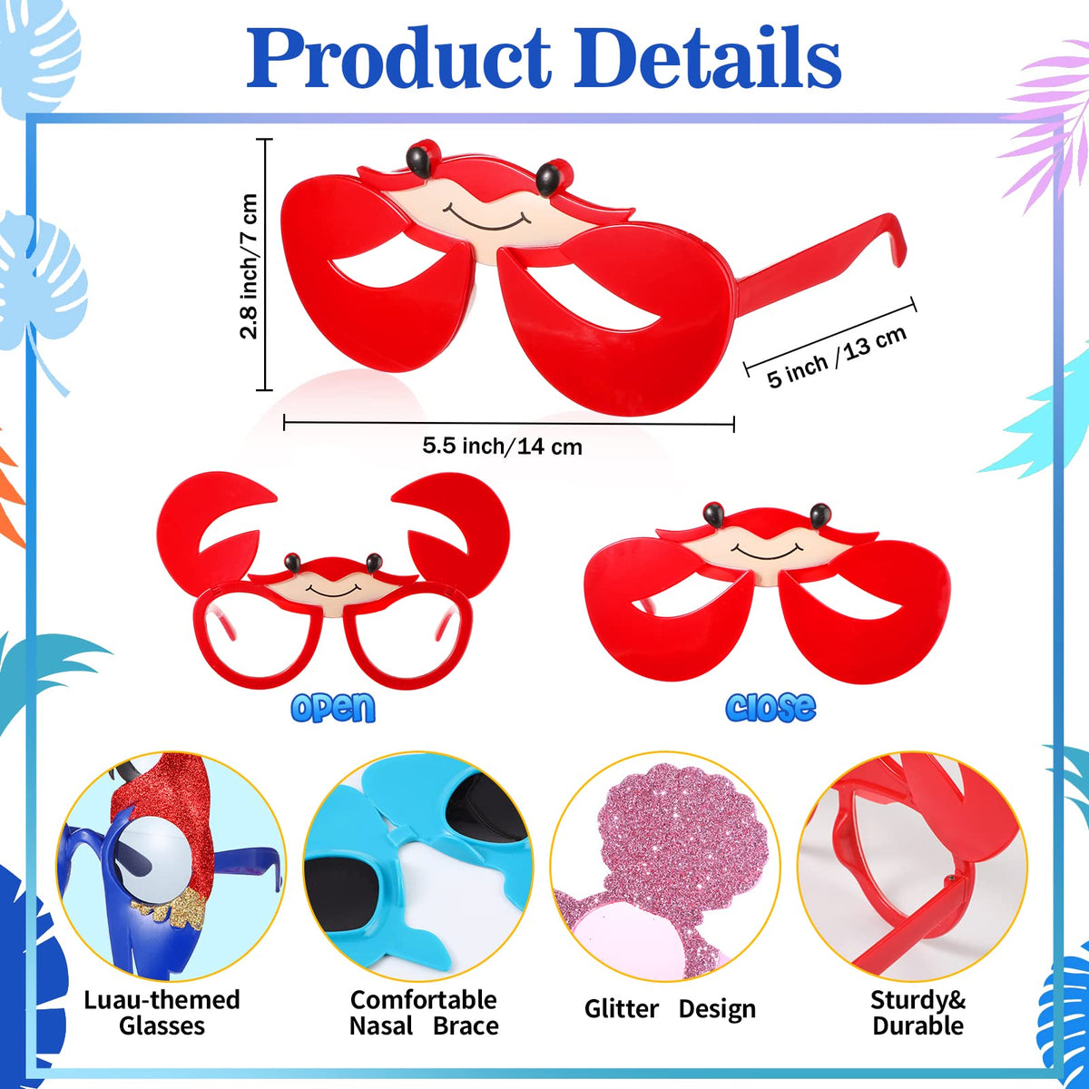 Xuhal Luau sunglasses coconut tree focus bright coastal vibe for photos and decor