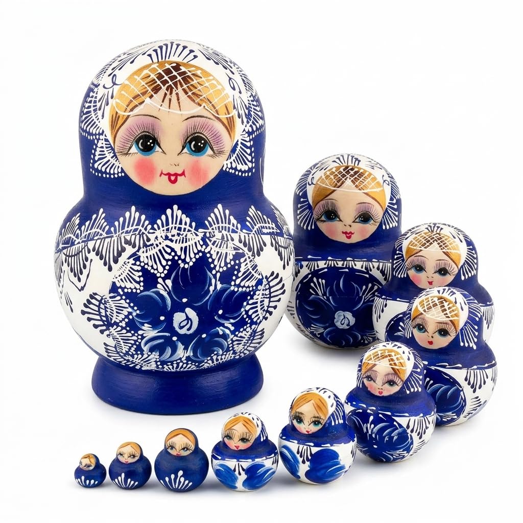 XUJIQI 10-layer Russian nesting dolls on display, a timeless decorative centerpiece.
