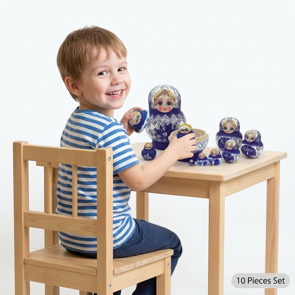 XUJIQI handcrafted satin wood matryoshka dolls provide heirloom quality and display value.