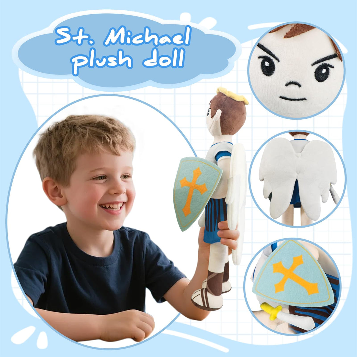 Xunboo Saint Michael doll on display, ideal for annual celebrations.