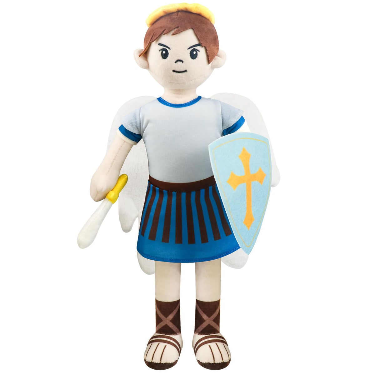 Xunboo Saint Michael guardian angel plush doll—cuddly display for faith-filled spaces.
