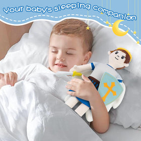 Xunboo Saint Michael soft fabric closeup shows gentle colors and plush finish.