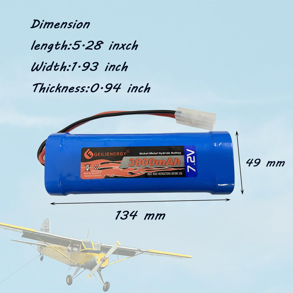 XUNTU 7.2V NiMH battery with USB charger for quick tops-ups.