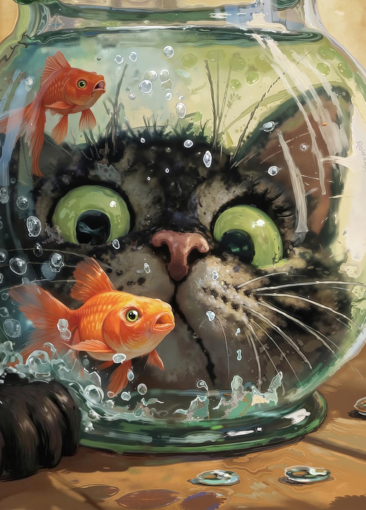 XURLEQ Curious Cat 1000-piece puzzle showcasing kitten and fish art, ideal for immersive evenings.