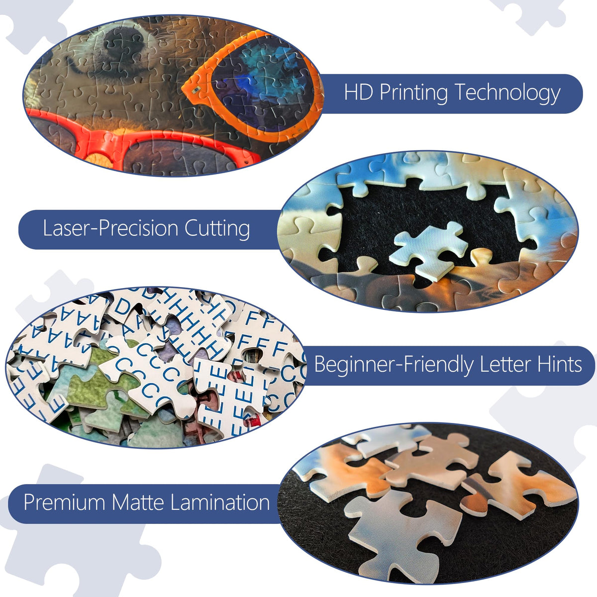 XURLEQ Dog Selfie Puzzle piece-details—laser-cut precision for snug fits.