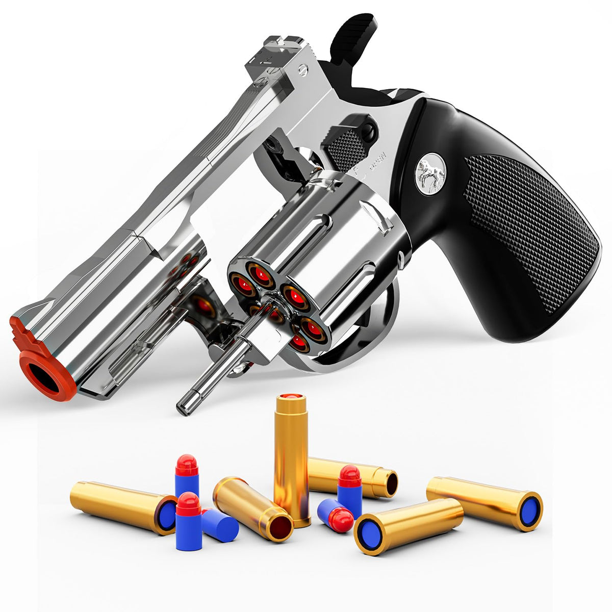 Xuyongjun toy revolver foam blaster with soft bullets for safe outdoor play.