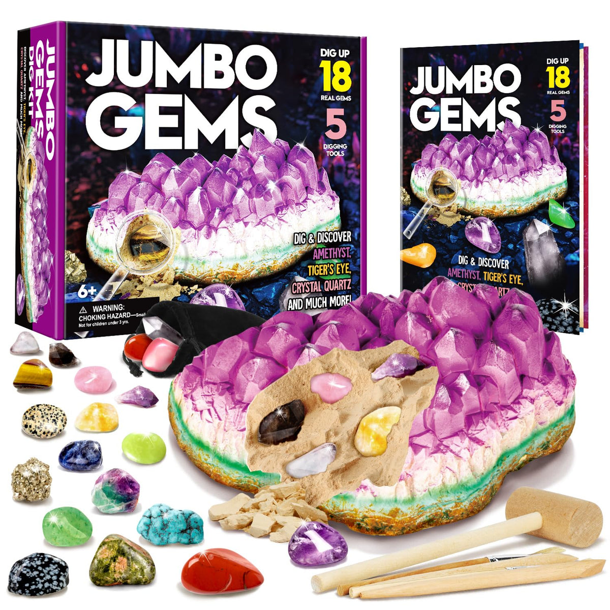 XX Gemstone Dig Kit Amethyst Block: exciting beginner-friendly gemstone exploration.