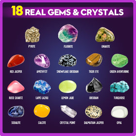 XX Gemstone Dig Kit Learning Guide: supports gem identification and budding geology knowledge.