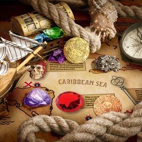 XX Jumbo Pirate Dig Kit box image: sturdy packaging makes a great party favor