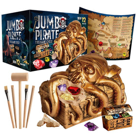 XX Jumbo Pirate Dig Kit chest image: a vibrant treasure chest ready for kid-friendly treasure hunting