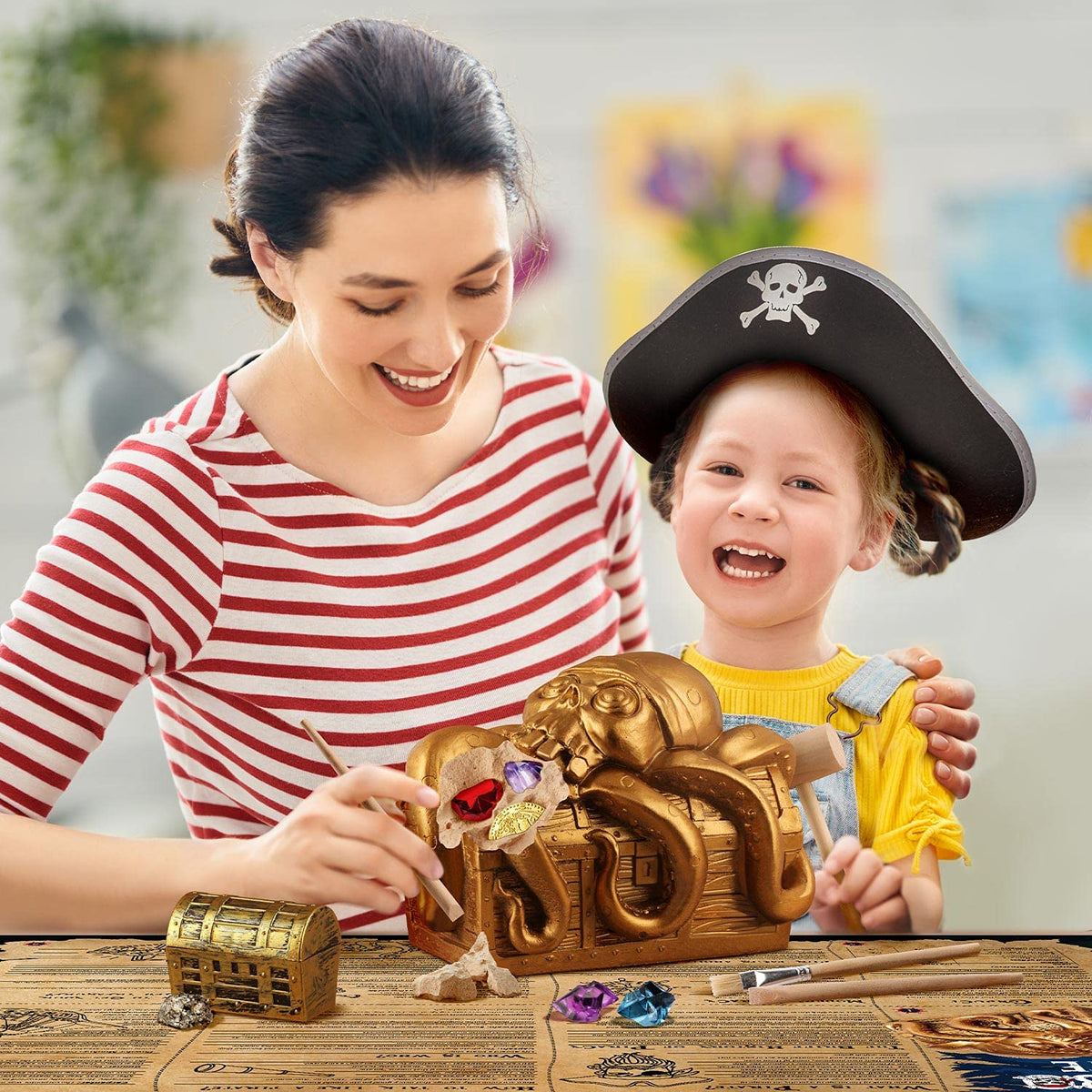 XX Jumbo Pirate Dig Kit treasures image: colorful gems waiting to be uncovered by curious hands