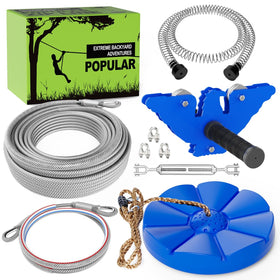 X XBEN zip-line kit ready for a 98ft backyard setup with family fun in mind.