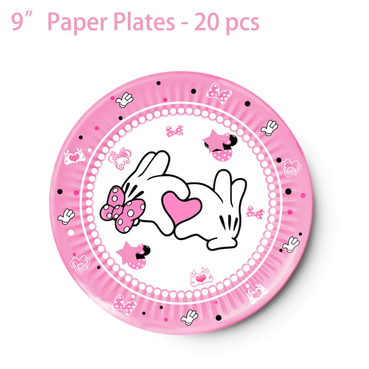 XXDecor pink cartoon 7-inch dessert plates—compact bite-sized serving for celebrations.